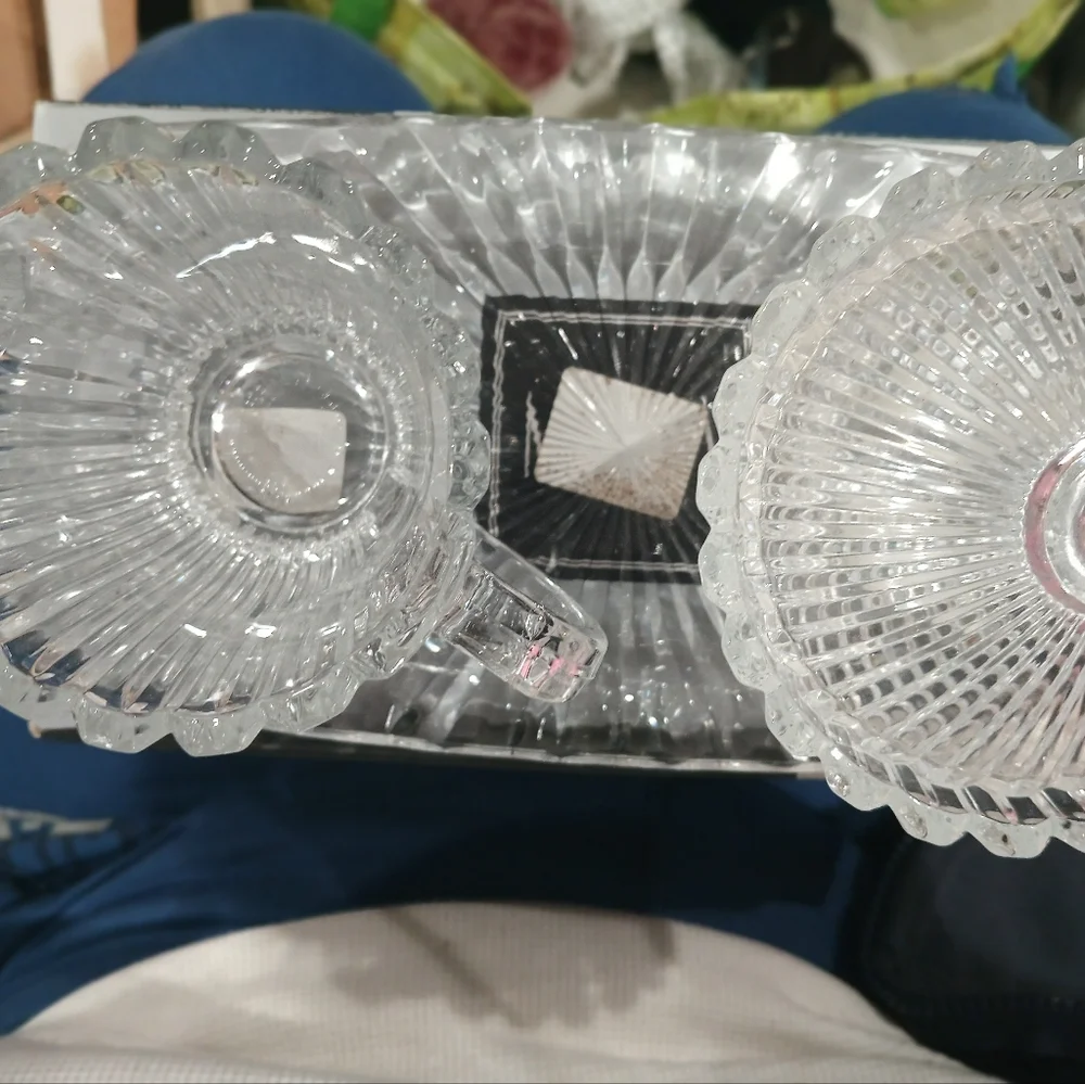 Mikasa Crystal Sugar Bowl And Creamer Set